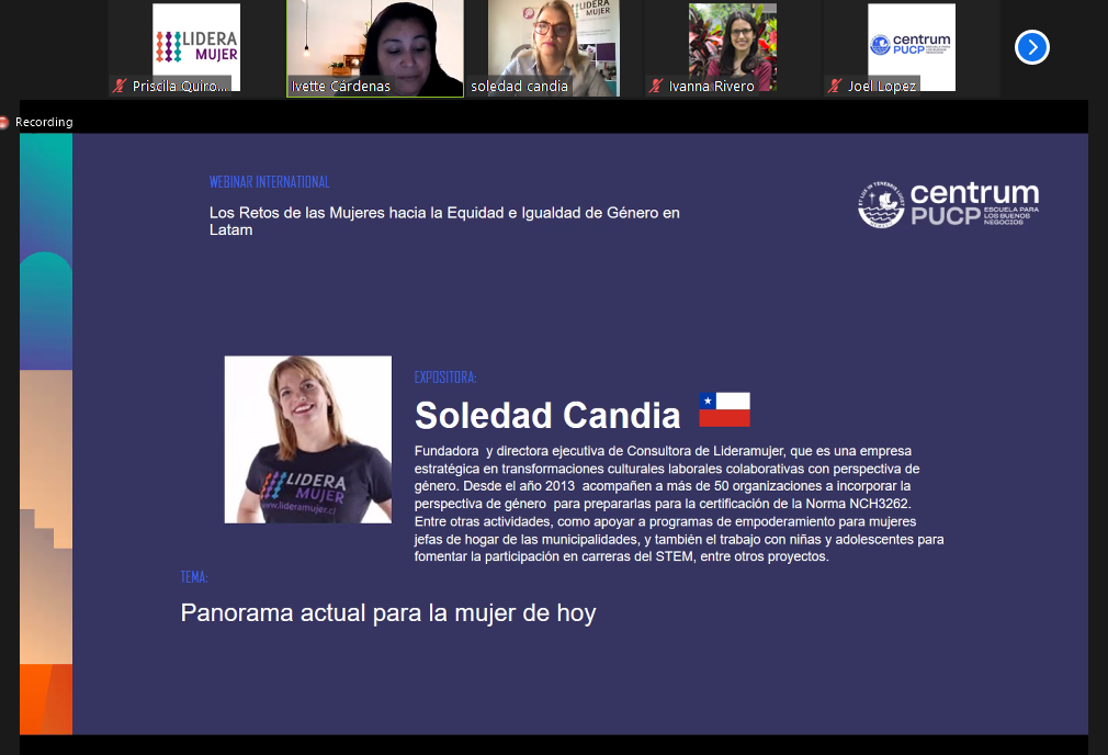 Presentación de Soledad Candia en el webinar.
