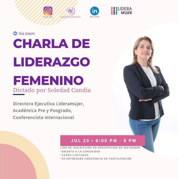 Afiche de la charla de Liderazgo Femenino para WIE UFRO