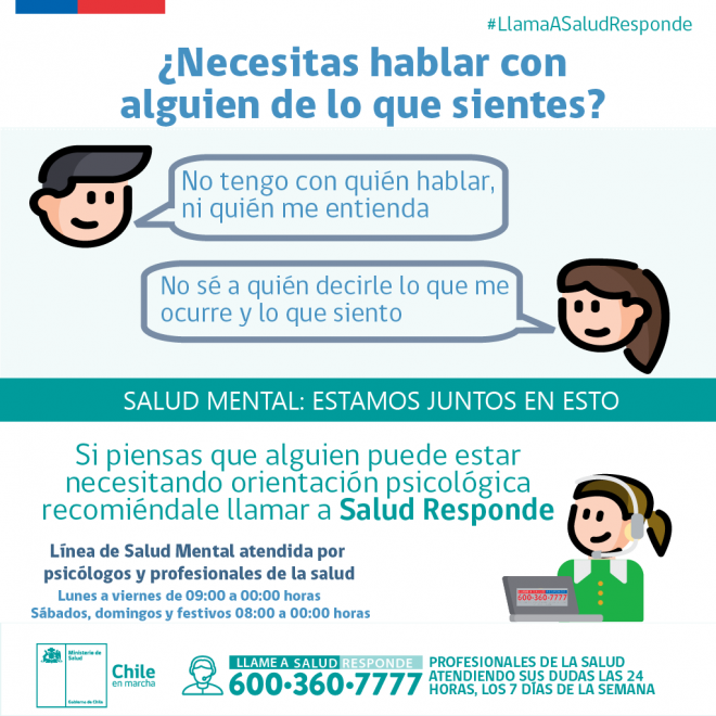 Contacto de emergencia del Ministerio de Salud para la Prevenir el Suicidio.