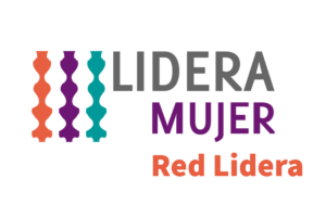 Logo de Red Lidera. Compuesto por el logo de LideraMujer más el nombre "Red Lidera" abajo en naranjo.